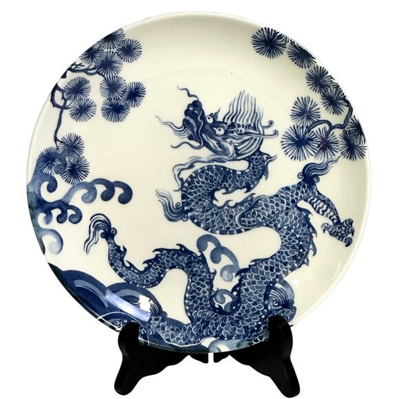 WIlliams Sonoma Korean Table Blue and White Dragon 9" Salad Plate-Rare - Picture 1 of 8